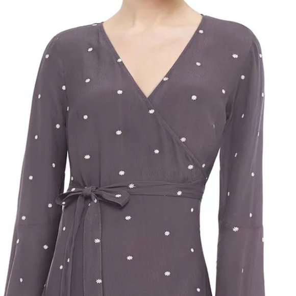CHARLI Embroidered Crepe Wrap Dress in Gray Size 10 - Picture 5 of 15